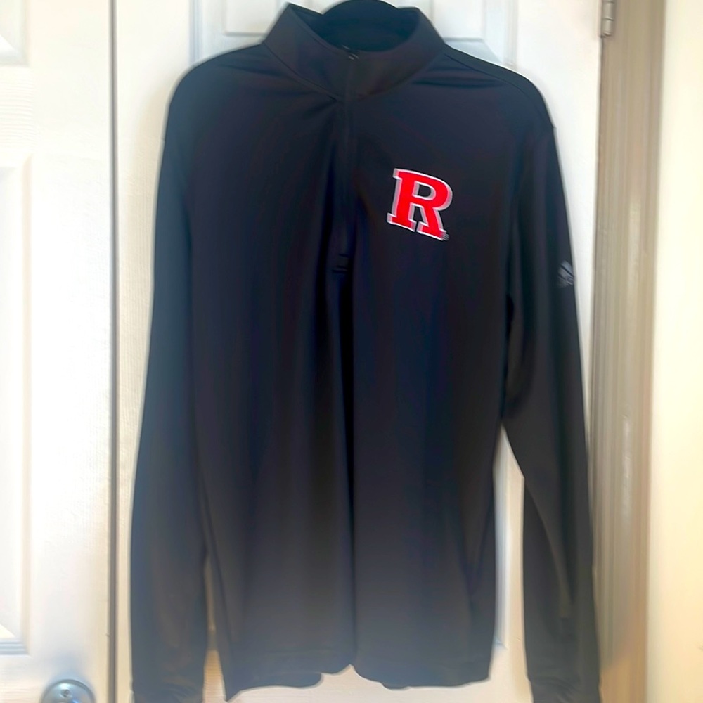 Rutgers quarter zip black long sleeve adidas college basketball baseball